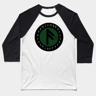 Green Ansuz Futhark Rune Symbol Baseball T-Shirt